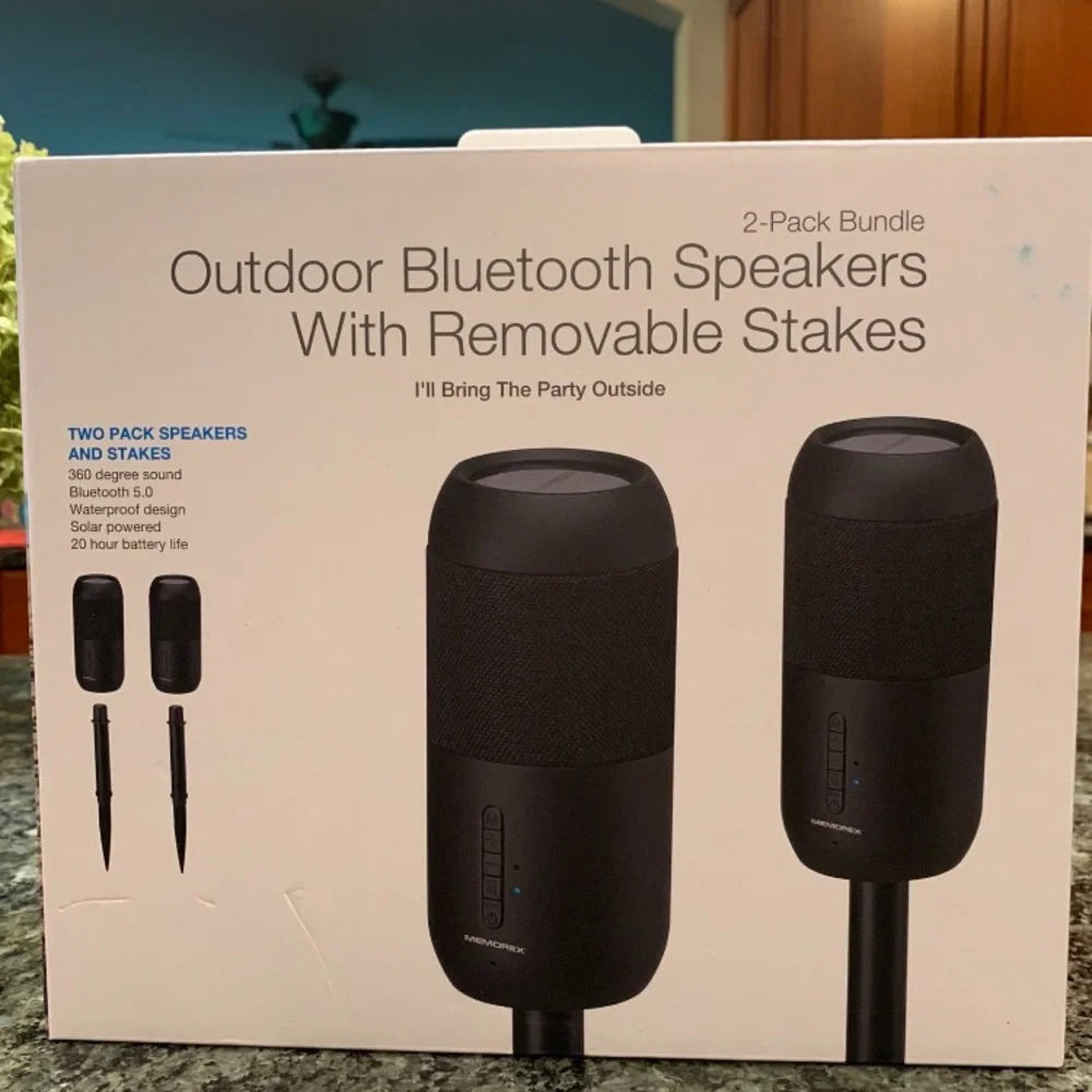 Memorex Outdoor Bluetooth Speakers With Removable Stakes 2- Pack Bundle - Picture 2 of 9